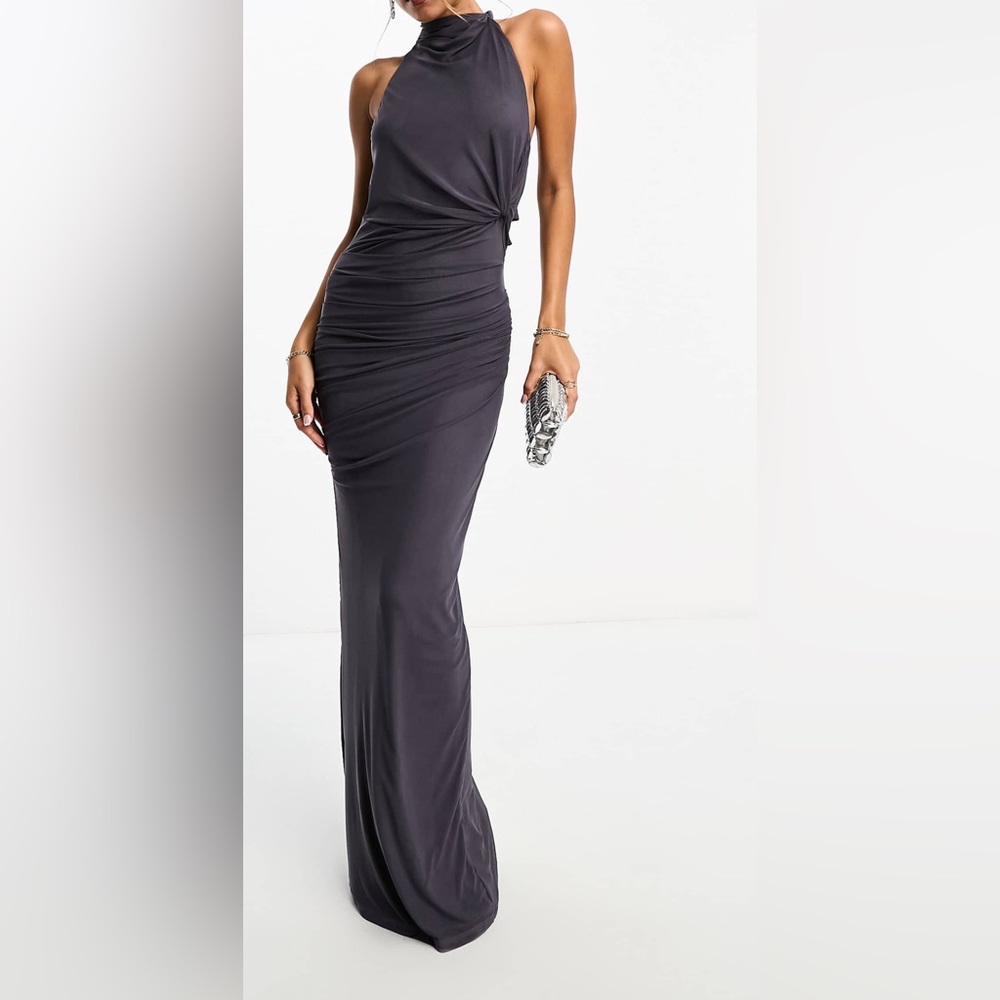 ASOS Charcoal Halter Maxi Dress